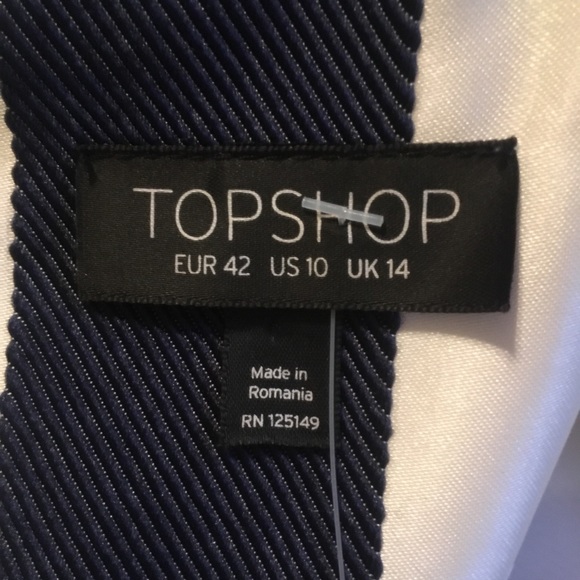 TOPSHOP Navy Blue White Stripe Dress 10👗🌸 - Picture 6 of 7